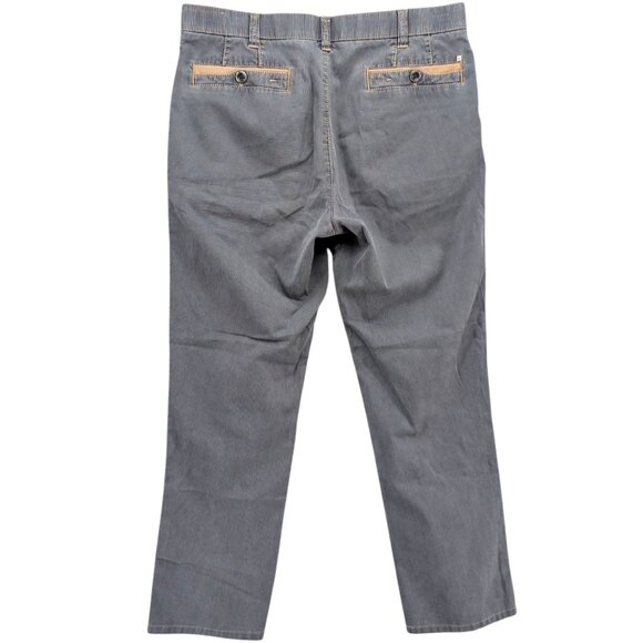 Meyer Diego Modern Chino Mens Blue Textured 5 Pocket Flat Front Pants Sz M 34x32 - Picture 2 of 13